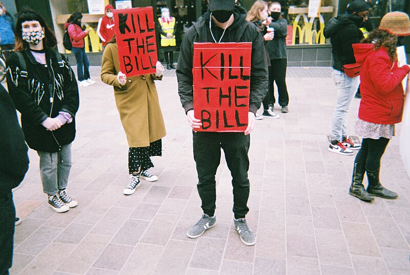 File:Kill the Bill protest signs in Leicester, April 2021.jpg