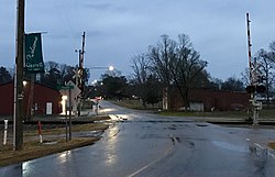 Main Street as it crosses the CSX Norlina Subdivision in Kittrell.