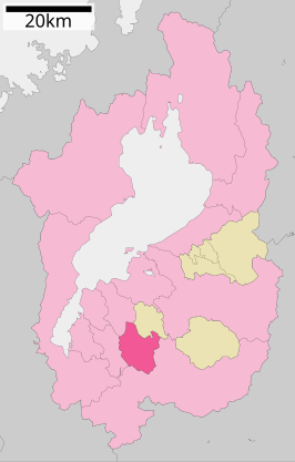 Situering van Konan in de prefectuur Shiga