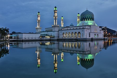 Kota Kinabalu City Mosque in Likas Quarter during blue hour