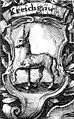 Wapen (1721) van het Ritterkanton Kraichgau; het wapendier is een ezel