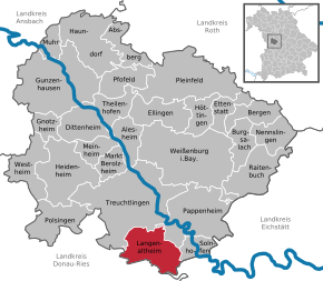 Poziția Langenaltheim pe harta districtului Weißenburg-Gunzenhausen