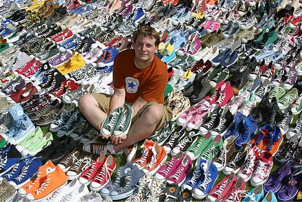 Joshua Mueller, Guinness Book of World Records holder for largest collection of "Chucks", photographed in 2006