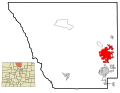 Larimer County Colorado Incorporated and Unincorporated areas Fort Collins Highlighted.svg