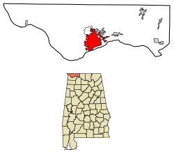 Location of Florence in Lauderdale County, Alabama.