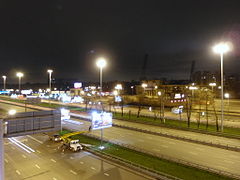 Ленинградский проспект ночью (на заднем плане Стадион Динамо