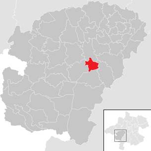 Lage der Gemeinde Lenzing im Bezirk Vöcklabruck (anklickbare Karte)
