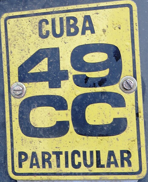 File:License plate of Cuba 1978 particular motorcycle 49 CC.jpg