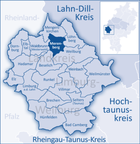 Poziția Merenberg pe harta districtului Limburg-Weilburg