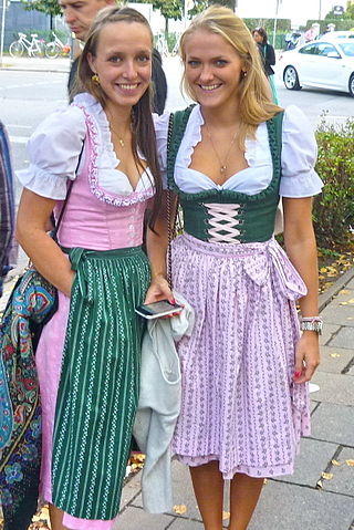 Visitors to Oktoberfest wearing dirndls, 2012
