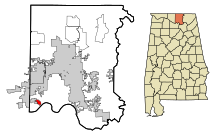 Madison County Alabama Incorporated e Unincorporated areas Triana Highlighted.svg