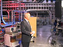 Mansbridge opens The National at the Canadian Light Source cyclotron, October 2004 Mansbridge at CLS.jpg