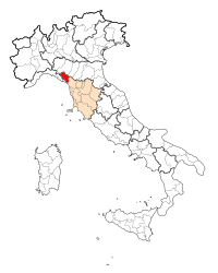 Massa ve Carrara ili ilini gösteren İtalya haritası