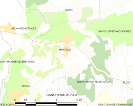 Mapa obce Monteils