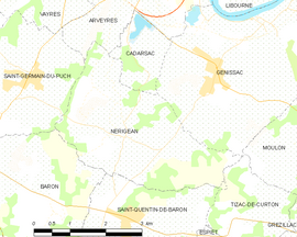 Mapa obce Nérigean