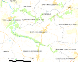 Mapa obce Saint-Ouen-des-Alleux