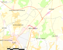 Mapa obce Parçay-Meslay