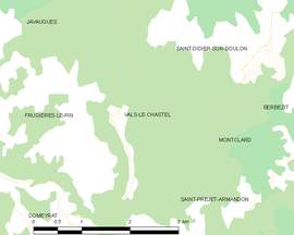 Mapa obce Vals-le-Chastel