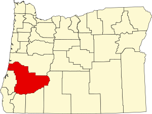 Mapa de Oregon destacando el condado de Douglas