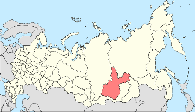 Іркутська область на карті суб'єктів Російської Федерації