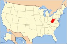 המיקום של וירג'יניה המערבית בארצות הברית