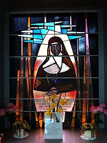 Stained glass window at Mary MacKillop shrine, Penola South Australia