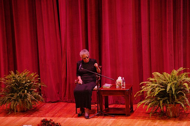Maya Angelou speaking in the Derryberry Hall Auditorium in 2012