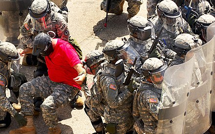 Tennessee National Guardsmen conducting riot training