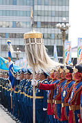 Tsagaan süld, süld blanc utilisé par la garde nationale mongole lors d'une cérémonie.