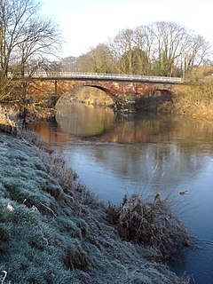 Montford Bridge village in United Kingdom