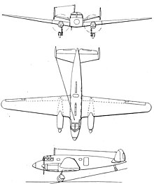 NC 702 3-view drawing from L'Aerophile magazine October 1946 NC 702 3-view L'Aerophile October 1946.jpg