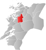 Mapa do condado de Nord-Trøndelag com Overhalla em destaque.
