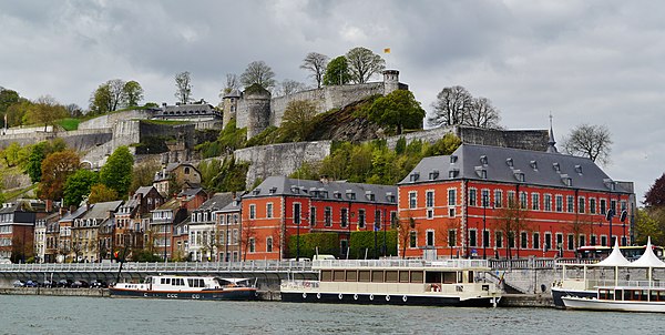 Saint-Gilles Hospice from the Meuse, beneath the Namur Citadel