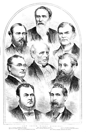 Third Robertson ministry 1875 New South Wales Ministry by Samuel Calvert - Illustrated Australian News (1875).jpg