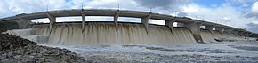 The O'Shaughnessy Dam is named in honor of Jeremiah O'Shaughnessy from Columbus's Irish-American community OS Dam Ohio.JPG