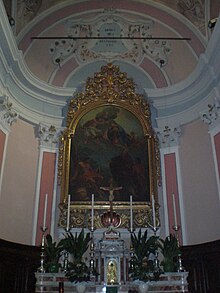 Incoronazione della Vergine con san Giovanni Battista, sant'Antonio abate e san Lorenzo di Francesco Savanni, 1763, chiesa di Sant'Antonio Abate