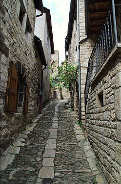 Paved street in Sainte-Enimie, France