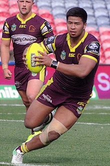 Haas playing for the Broncos' NYC team in 2017 Paynehaas.jpg