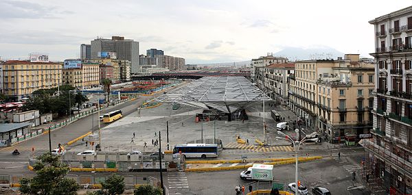 Piazza Garibaldi in 2016, with the railway station in the background.