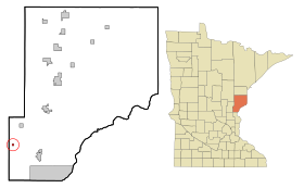 Pine County Minnesota Incorporated and Unincorporated areas Henriette Highlighted.svg