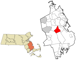 Localização no condado de Plymouth em Massachusetts