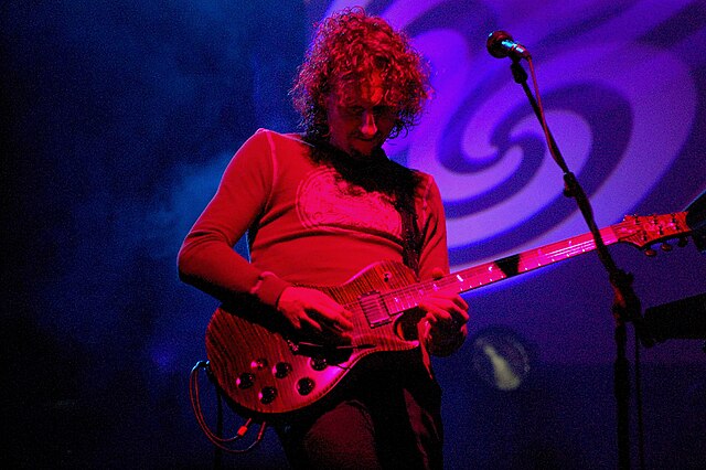 Touring guitarist and backing vocalist John Wesley performing with the band in Poland, 2007