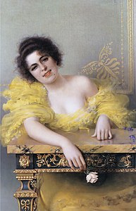 Portrait of a young woman label QS:Len,"Portrait of a young woman" 1896
