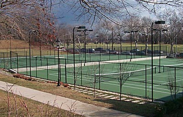 The tennis courts at Poly