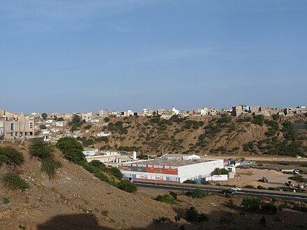 Achada Grande Frente from the Plateau of Praia with bits of Lem Ferreira on the left the SCCR beverage factory Praia-CERIS-Sociedade Caboverdiana de Cerveja e Refrigerantes (1).jpg