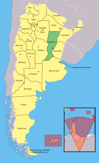 محل استان سانتافه در نقشهٔ آرژانتین