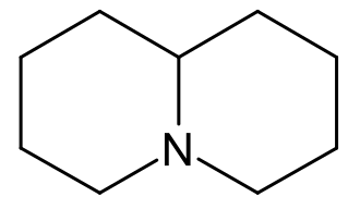 Quinolizidine, the parent compound of the quinolizidine alkaloids. Quinolizidine.svg