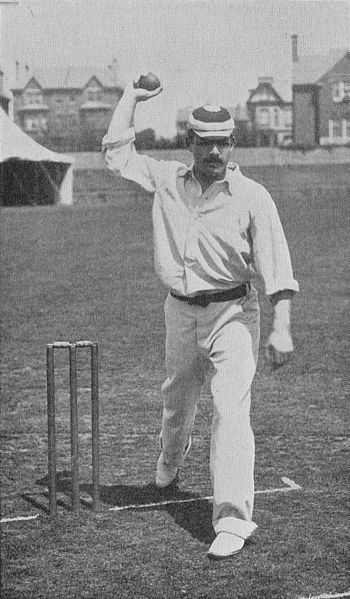 File:Ranji 1897 page 139 A player illustrating a doubtful delivery.jpg