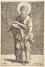 Thumbnail for File:Saint Paul looking to the right and holding a sword and a book MET DP818635.jpg