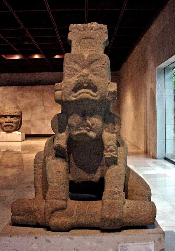 The Olmec San Martin Pajapan Monument 1 on exhibit in the Museum of Anthropology in Xalapa